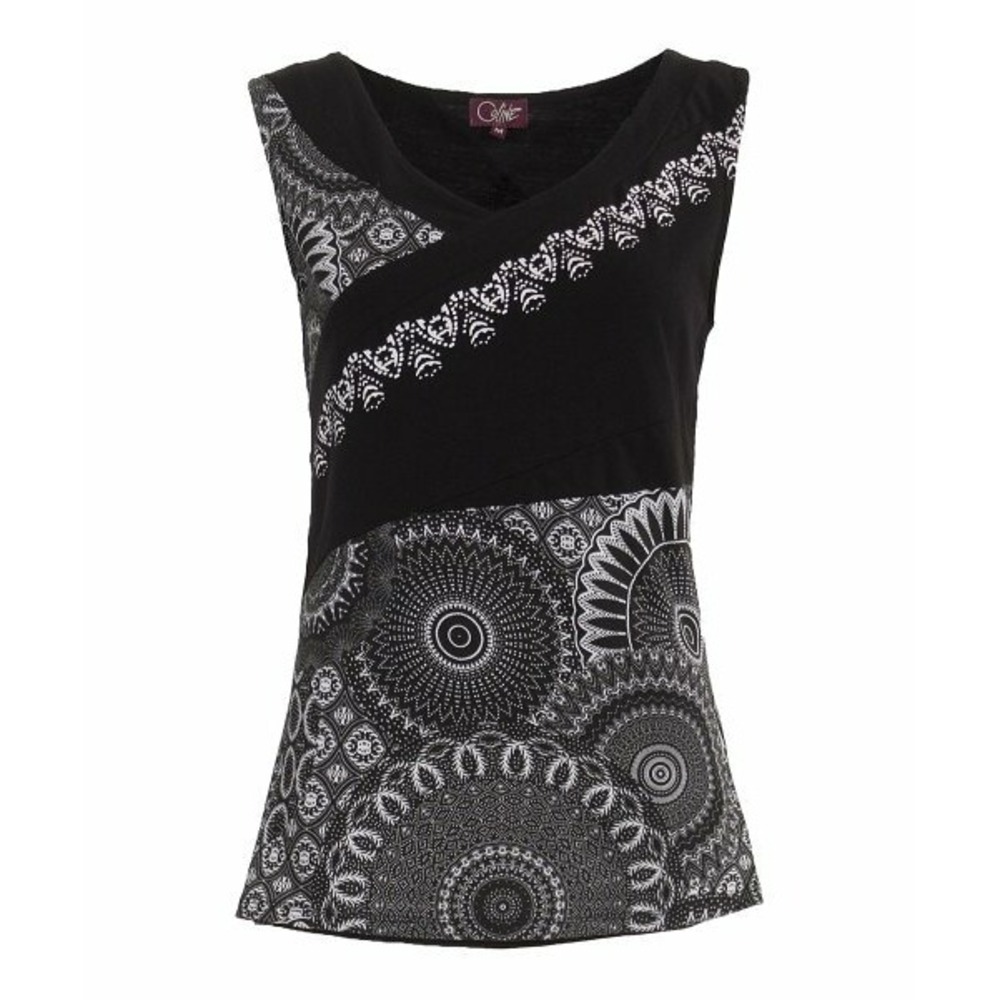 Coline 97% Cotton Tank Top With Geometric Designs  Size L